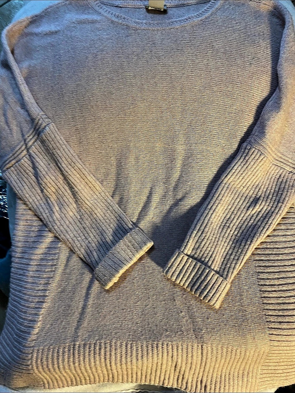 Chico's Cotton Knit Crewneck Sweater in pink Size 1